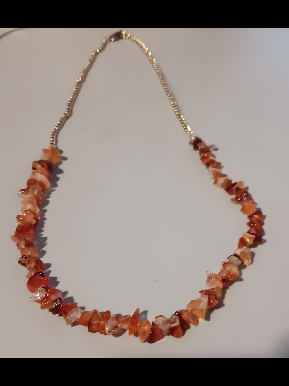 Gold Chain Carnelian Chip Necklace in Orange